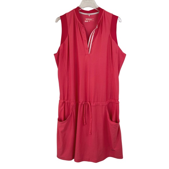 Nike Golf Tour Performance Dri-FIT MINI Dress Women XL Sleeveless Pockets CORAL - Picture 1 of 10